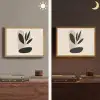 Plant - Beige - Japandi Light Box met batterij (Wandlamp) middel -sfeer3