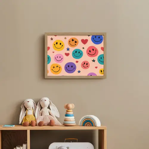 Smileys - Kleurrijk - Hartjes Light Box met batterij (Wandlamp kind) middel -sfeer2_kind
