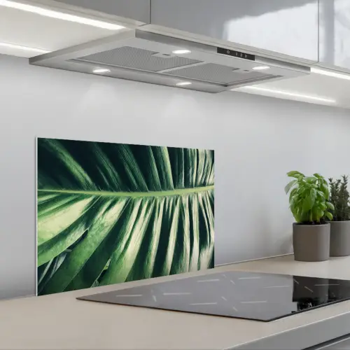 Bladeren - Tropisch - Jungle - Groen keuken achterwand spatscherm klein -3d_schuin