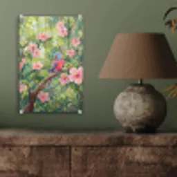 Papagaai - Hibiscusbloemen - Kleurrijk plexiglas 5mm klein -sfeer3
