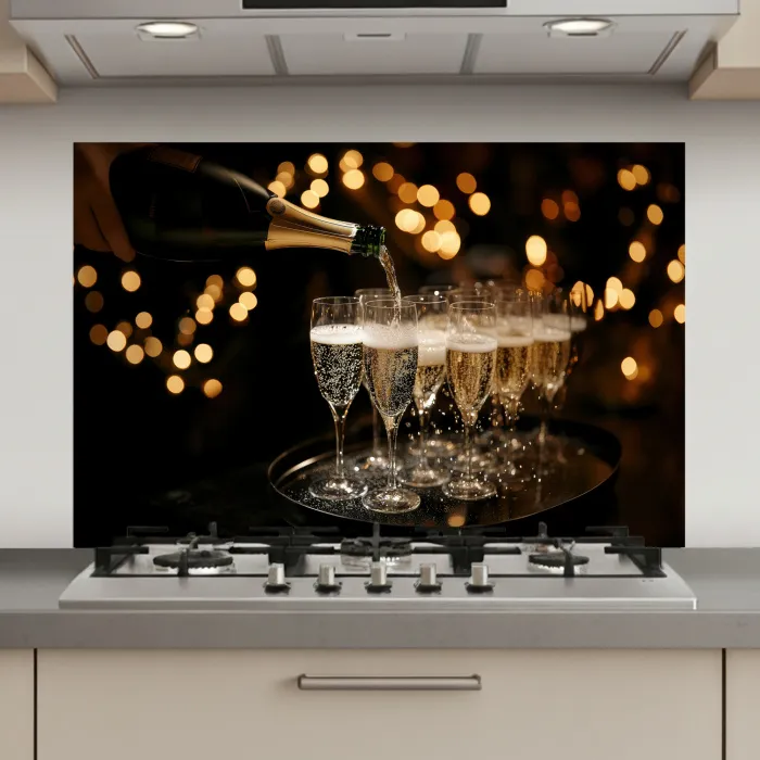 Lichtjes - Champagne - Dienblad - Glazen keuken achterwand spatscherm klein -3d_website