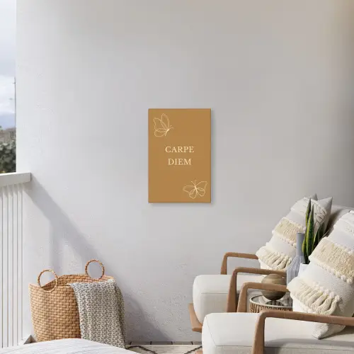 Carpe Diem met Vlinder Tuinposter op houten frame 2 cm dik klein -sfeer1