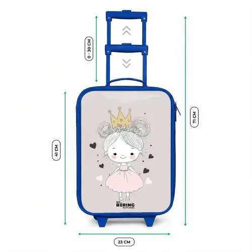 Prinses met knotjes Kinderkoffer - Blauw klein -productfoto_formaten