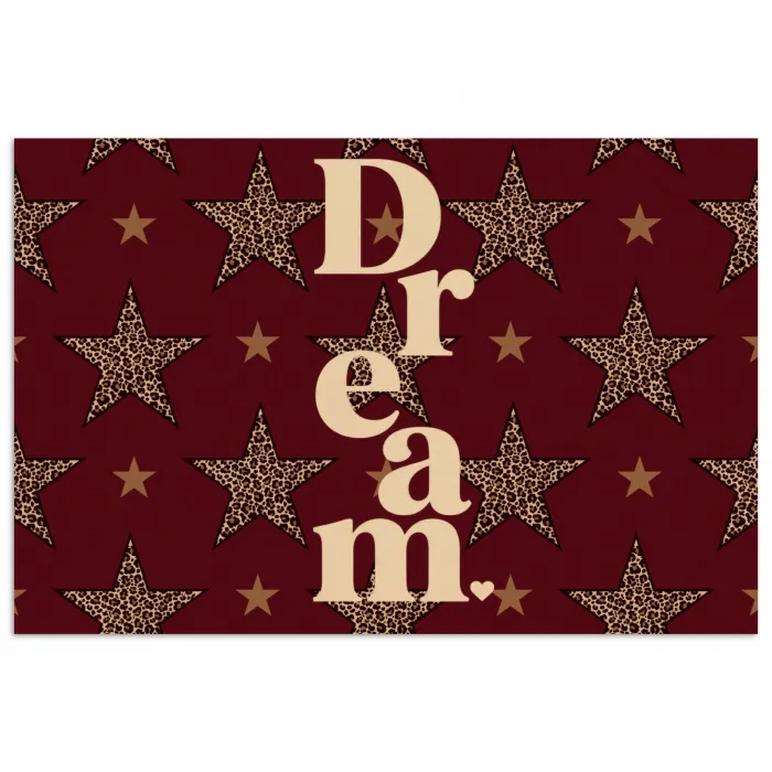 Sterren - Luipaardprint - Dream - Bordeaux poster papier klein -3d