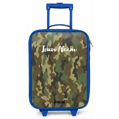 Groene camouflage met zandkleur Kinderkoffer - Blauw klein -zz3dotto
