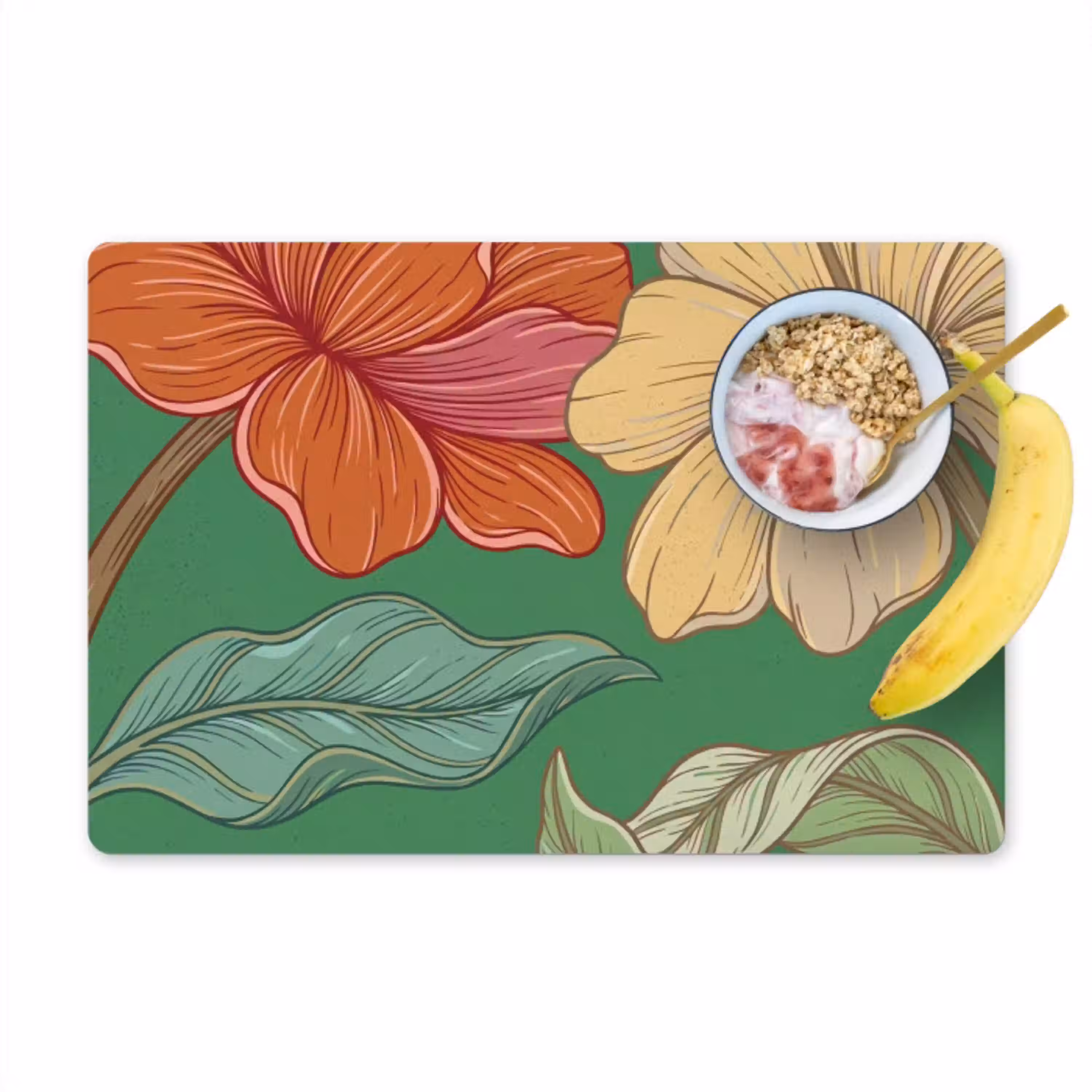 Bloemen - Groen - Illustratie Placemat vinyl groot -zzzproduct_Kitchenyeah-website