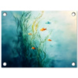 Waterplanten - Vissen - Kleurrijk - Water tuinposter los doek klein -3d