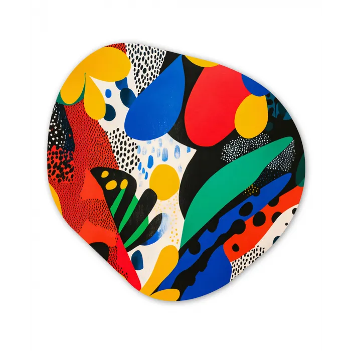 Abstract - Planten - Vormen - Kleurrijk Wandcirkel Organisch Plexiglas middel -3d
