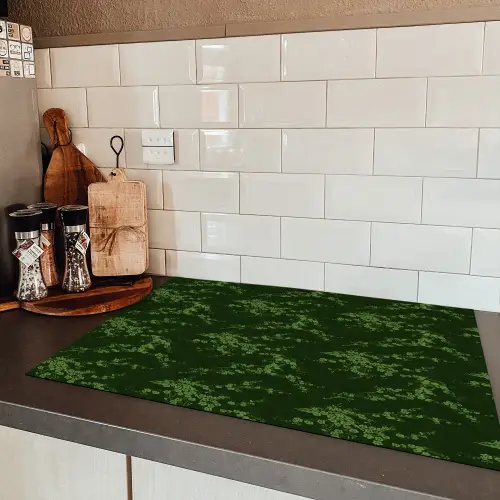 Sierlijk - Bloemen - Groen Inductie beschermer vinyl 3mm klein 276 -sfeer3