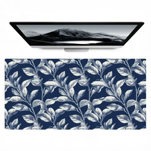 Botanisch - Patroon - Blauw Muismat XXL klein 681 -zzz3d