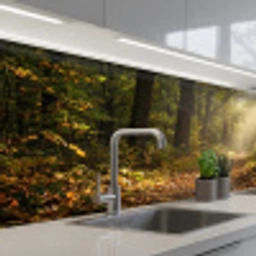 Zonlicht - Bospad - Bomen keuken achterwand 2 middel -3d_schuin