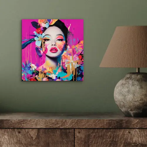 Vrouw - Portret - Abstract - Paars aluminium wit klein -sfeer2