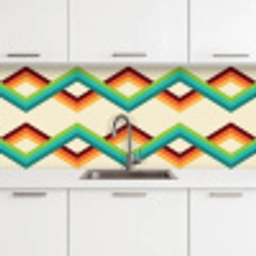 Retro - Strepen - Design - Seventies keuken achterwand 2 middel 871 -3d