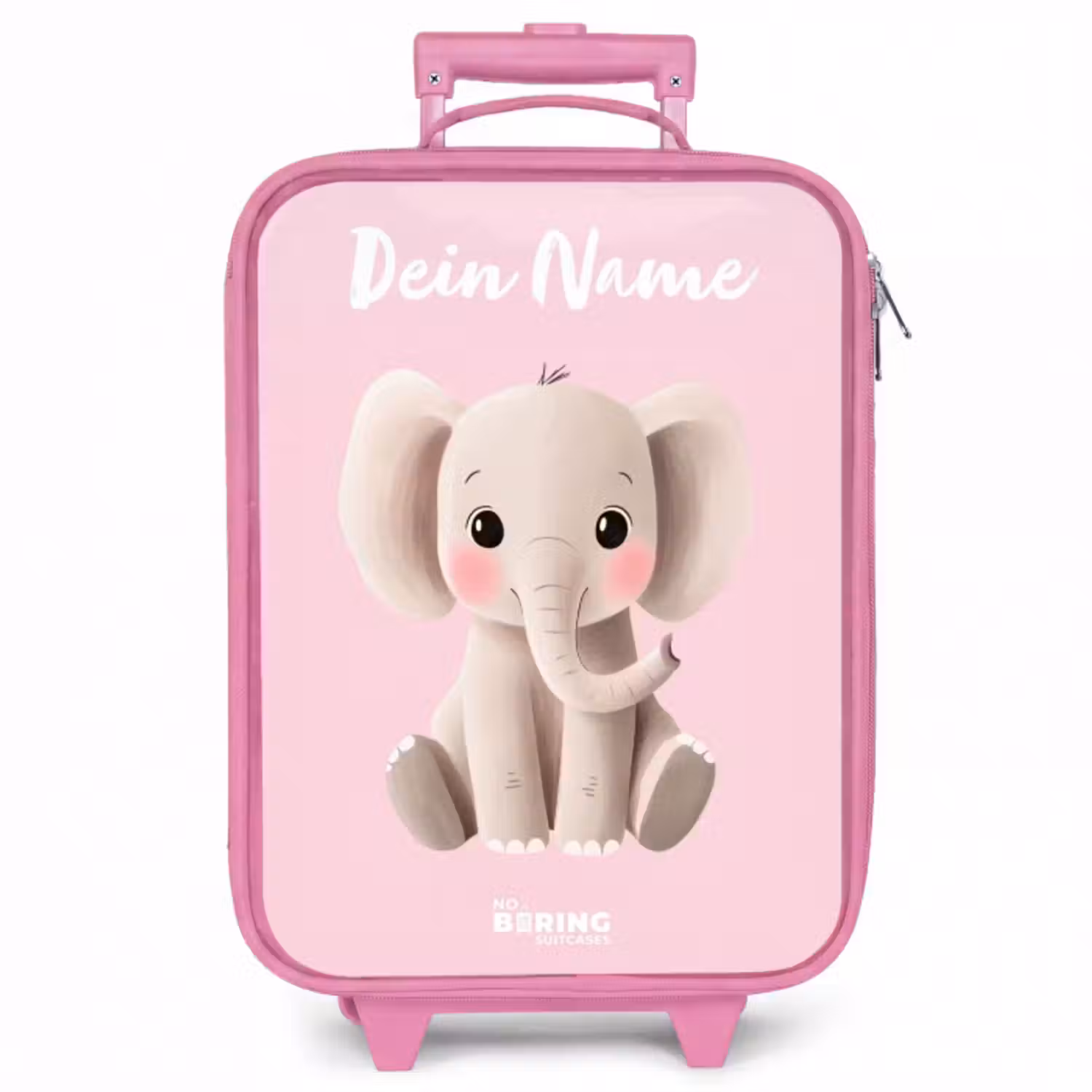 Kinderkoffer Rosa mit Name - Elefant - Grau - Baby - Rüssel