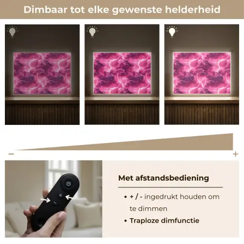 Roze - Onweer - Wolken Light Box met batterij (Wandlamp) middel 907 -USP_dimbaarNL