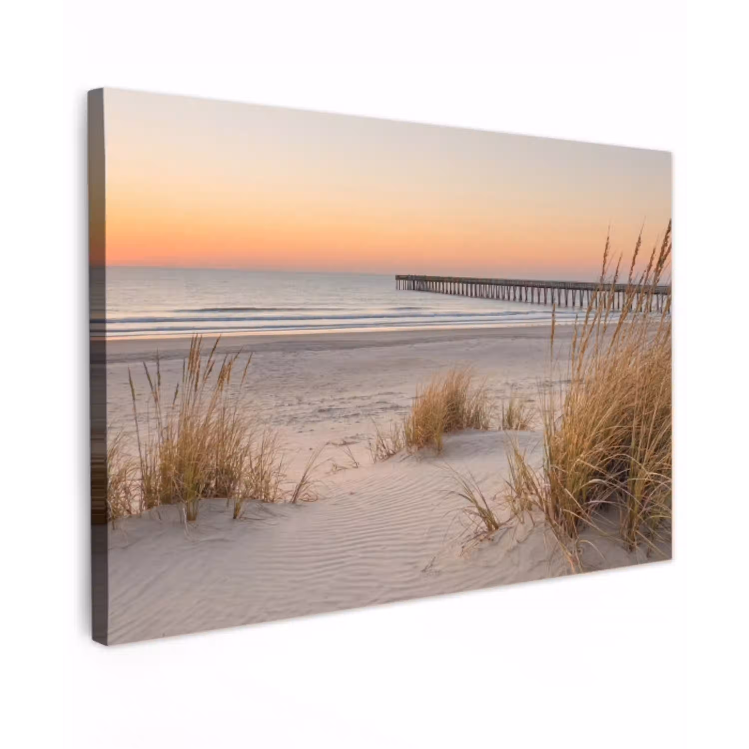 Pier - Zonsondergang - Strand Tuinposter op houten frame 2 cm dik klein -3d