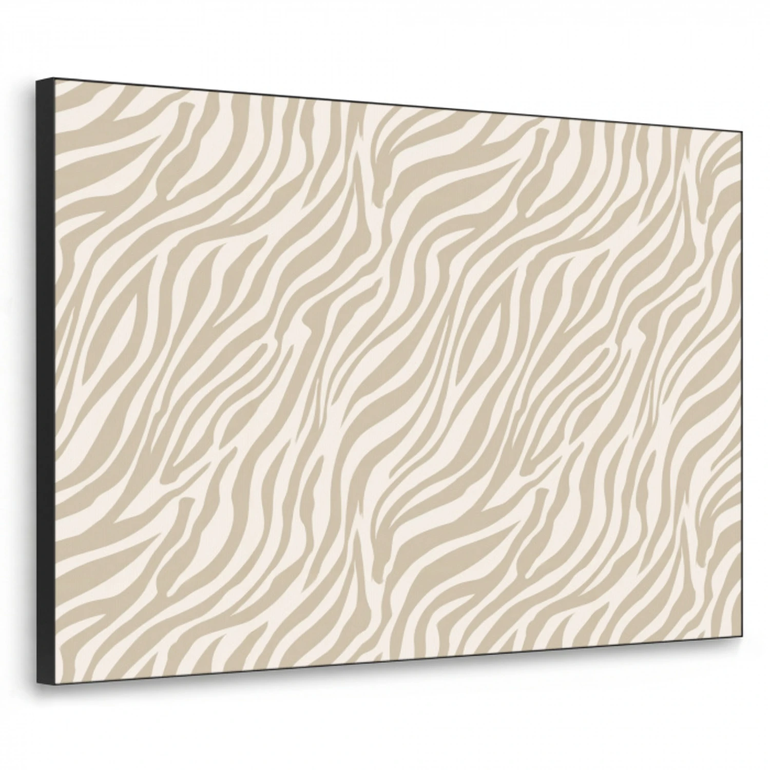 Zebra - Patroon - Beige Textielframe zwart klein 947 -3d