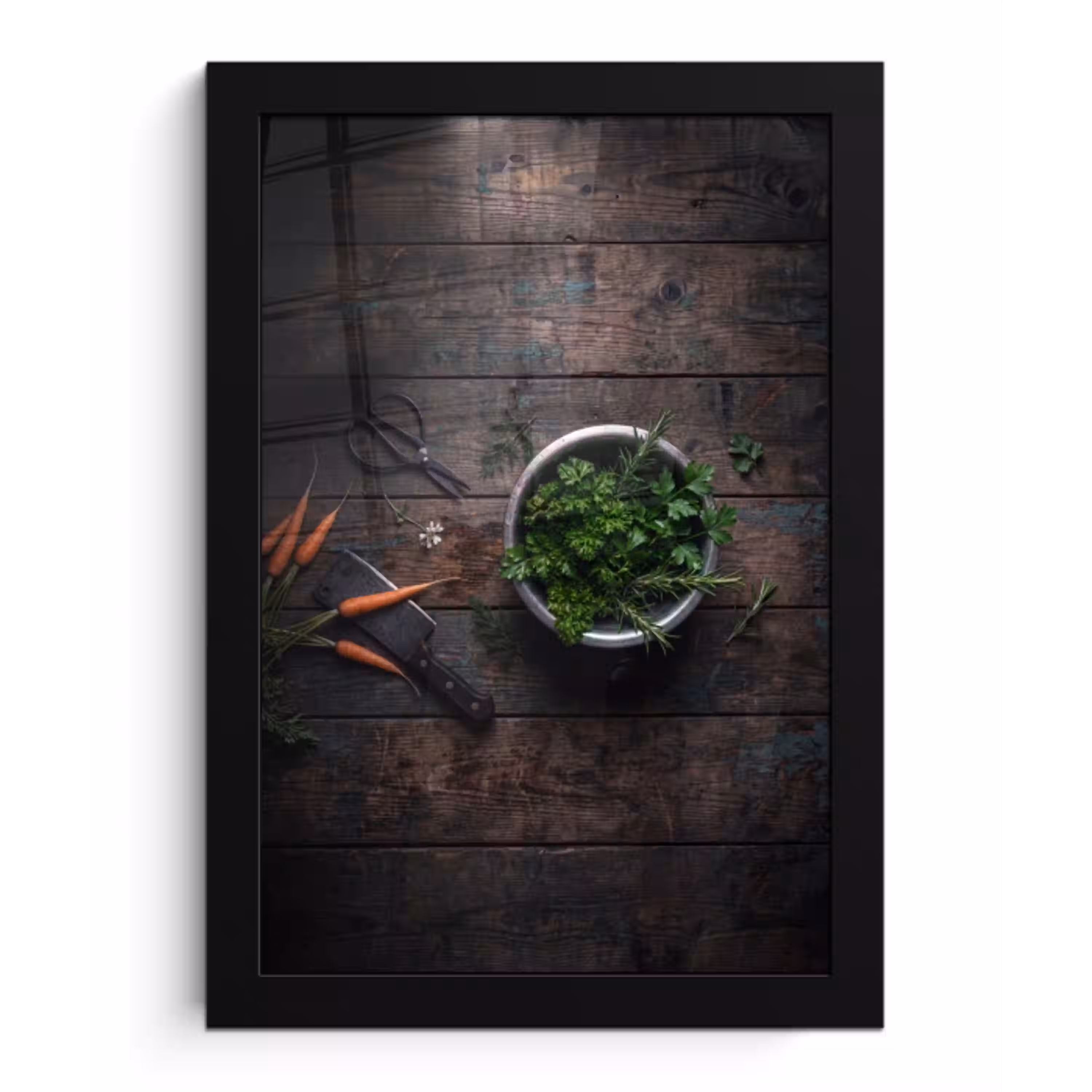 Groenten - Hout - Eten fotolijst zwart zonder passe partout klein -3d