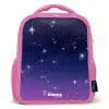 Sterren - Galaxy - Blauw - Roze Kinderrugzak - Roze middel -3d