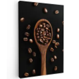 Hout - Zwart - Koffiebonen Tuinposter op houten frame 2 cm dik middel -3d