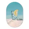 Glas - ijsblokjes - Citroen Wandcirkel Ovaal Forex klein -3d