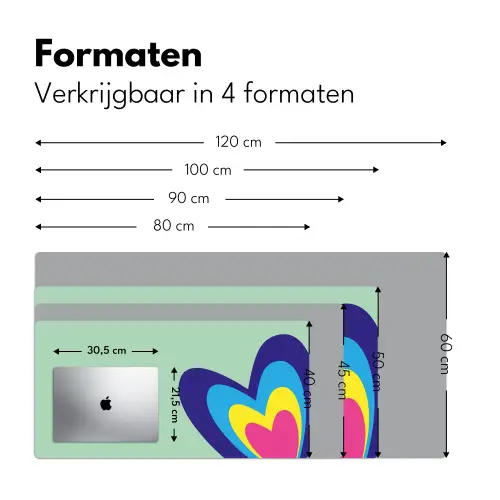 Hartjes - Kleurrijk - Valentijn Muismat XXL klein -sfeer5