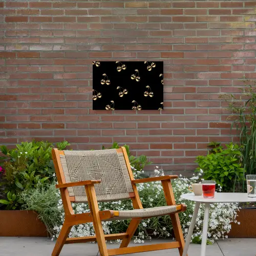 Patroon - Kersen - Goud - Chrome Tuinposter op houten frame 2 cm dik klein -sfeer3
