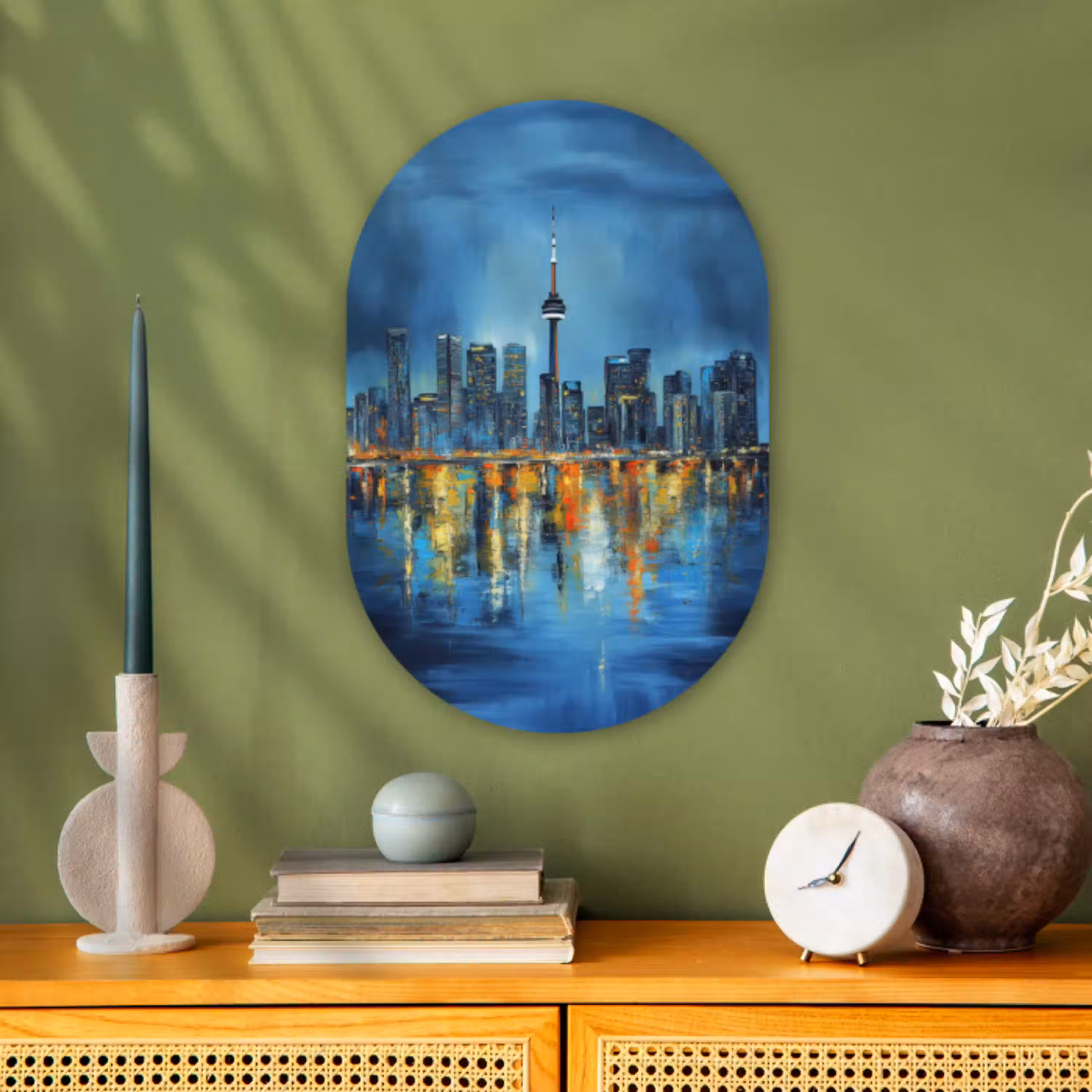 Skyline Toronto - Water - Stadslichten - Toren Wandcirkel Ovaal Forex klein -sfeer2