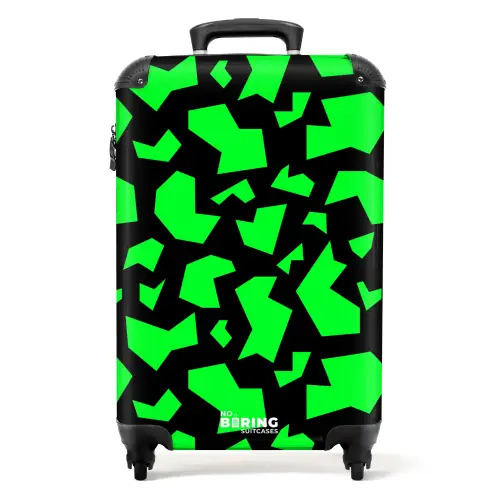 Groene fragmenten op zwart NBS - Handbagage koffer - Kinderen Unisex middel -productfoto_recht