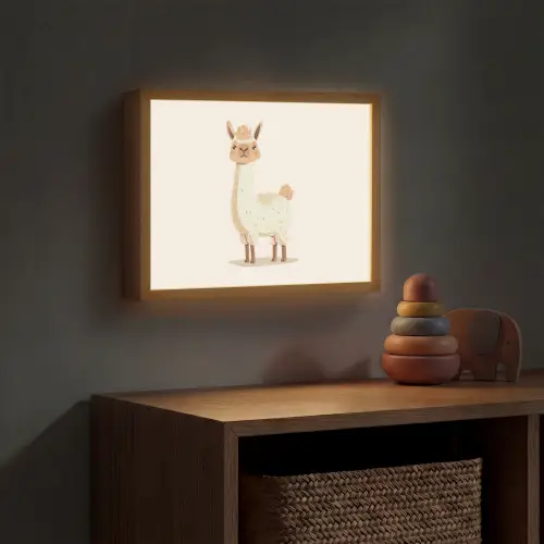 Lama - Dieren - Boerderij - Pastel Light Box met batterij (Wandlamp kind) middel -sfeer5_kind