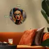 Portret - Vrouw - Bloemen Wandcirkel Organisch Forex 3mm klein -sfeer3