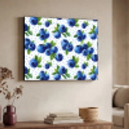Bessen - Patroon - Blauw Textielframe zwart klein 947 -sfeer3