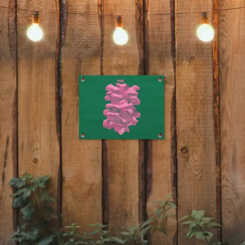Abstract - Pink - Lijnen - Groen tuinposter los doek klein -sfeer1