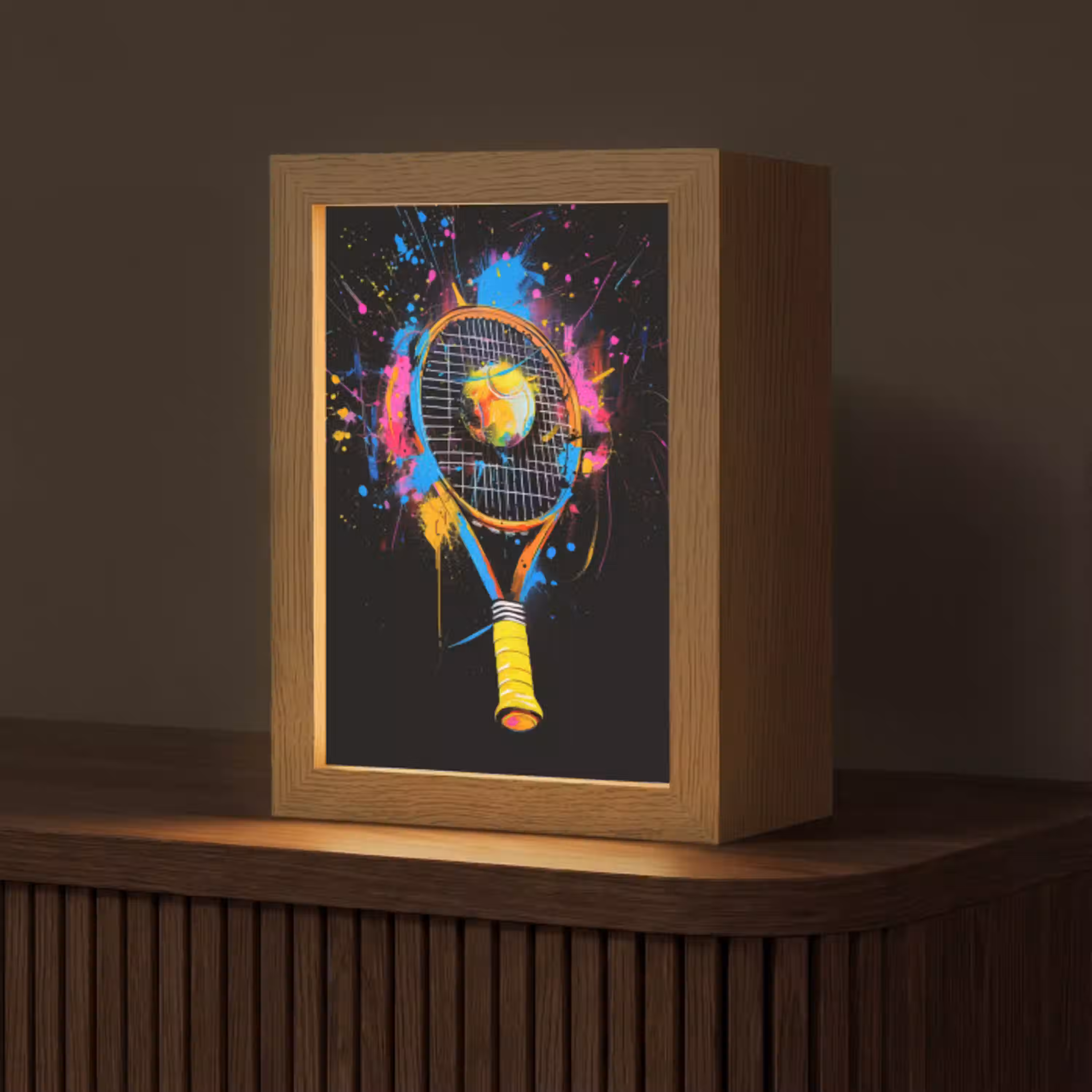 Graffiti - Sport - Tennis - Raket - Bal Light Box met kabel (Tafellamp) klein -z3d_website