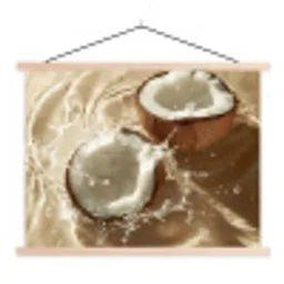 Kokosnoot - Water - Beige - Spetters textielposter latten blank klein -3d