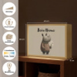 Neushoorn - Witte bloemen - Lief Light Box met batterij (Wandlamp kind) middel -USP_websiteoverzichtDE
