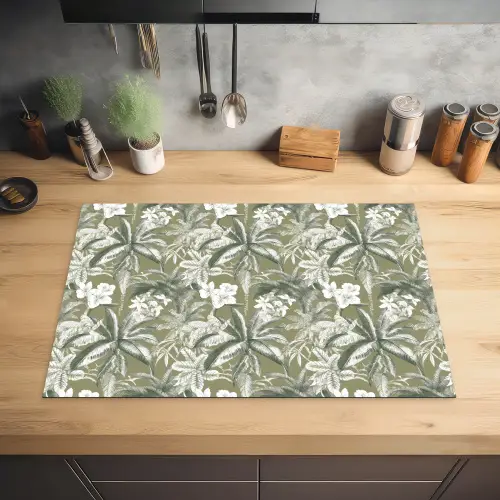 Botanisch - Bloemen - Groen Inductie beschermer vinyl 3mm klein 276 -sfeer5