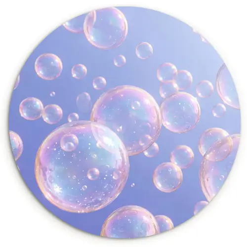 Pastel - Bubbels - Dromerig Wandcirkel kunststof plaat 5mm dik klein -3d