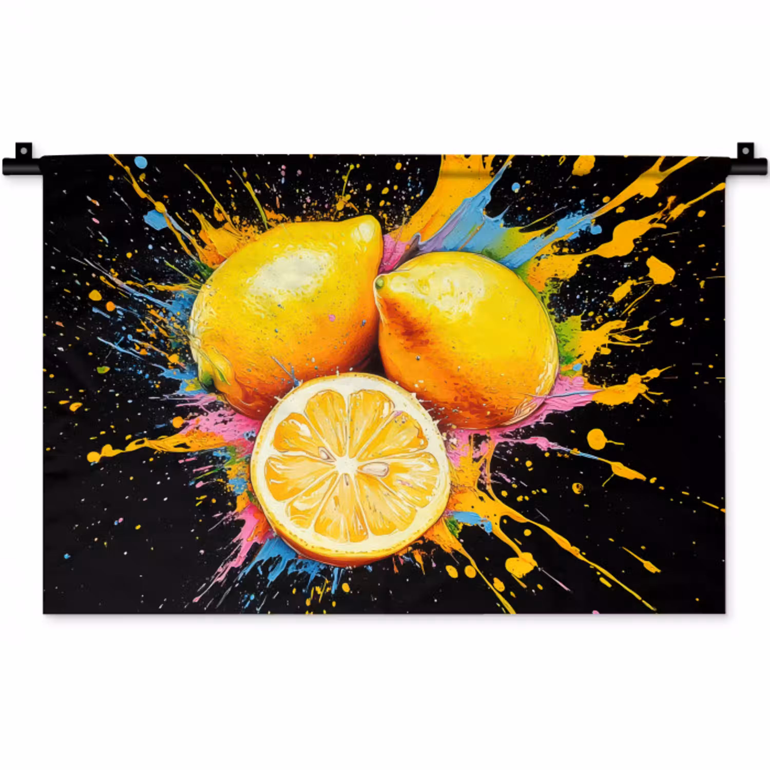 Citroen - Graffiti - Kleurrijk - Verf - Modern Wandkleed katoen klein -zz3d