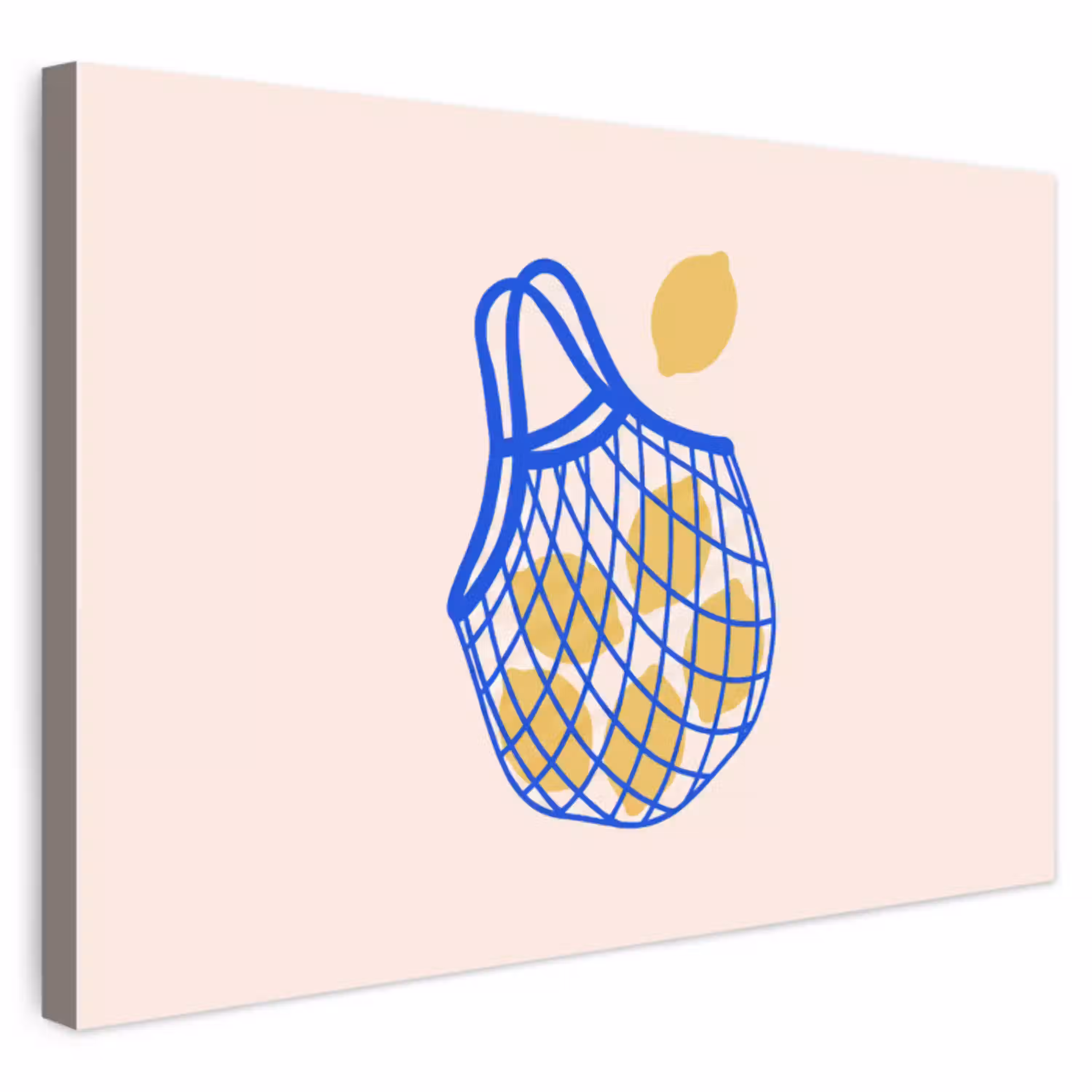 Eten - Citroen - Boodschappen - Abstract - Geel - Blauw Tuinposter op houten frame 2 cm dik klein -3d