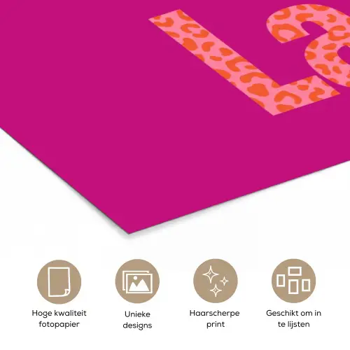 Oh la la - Luipaardprint - Roze poster papier klein -closeup_NL