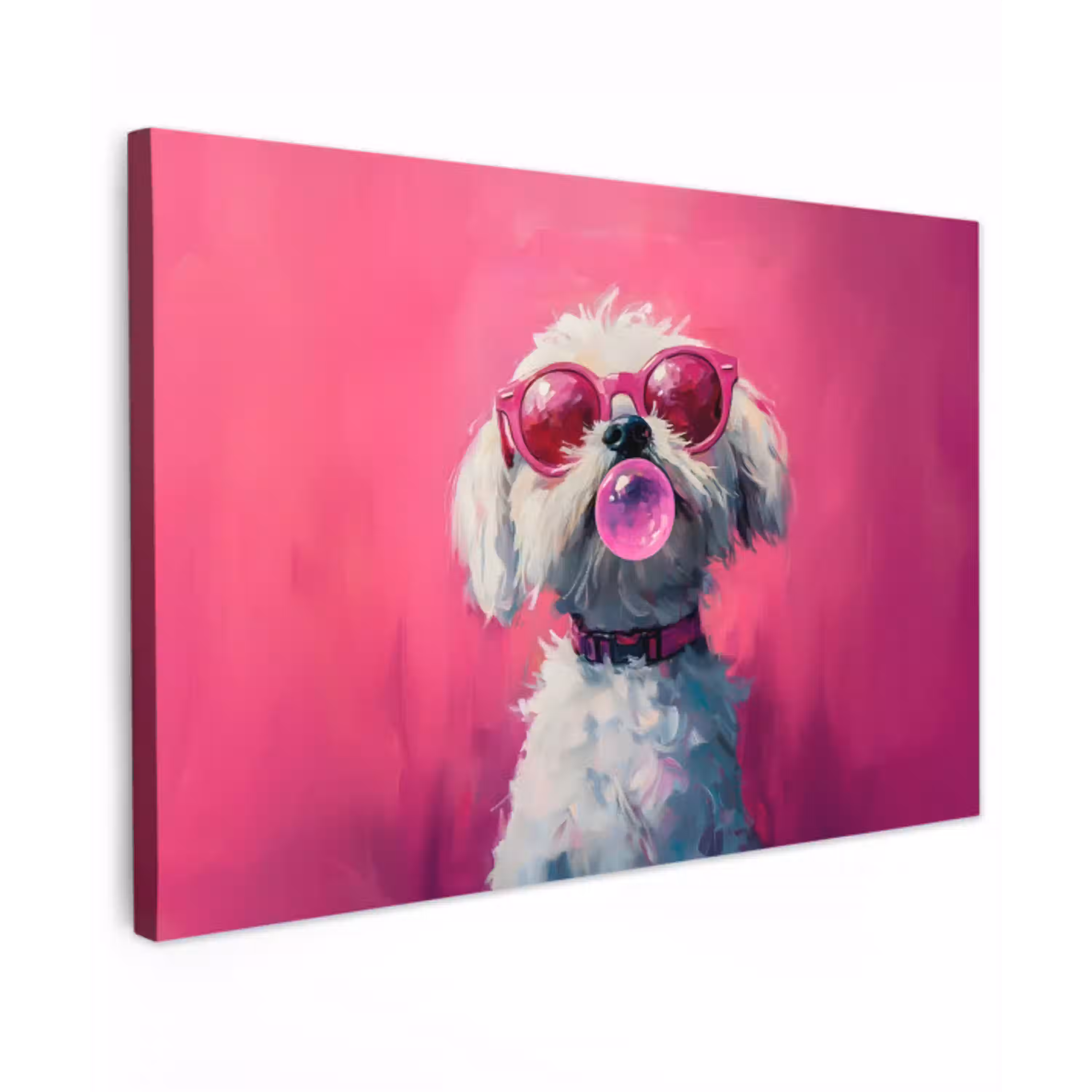 Pink - Hond - Bubbel canvas 2cm klein -z3d