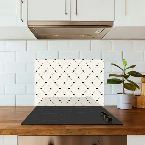 Hart - Dotline - Wit - Zwart keuken achterwand spatscherm klein 900 -sfeer2