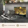 Boom - Maan - Bloemen - Goud - Kunst keuken achterwand spatscherm klein -usp_NL