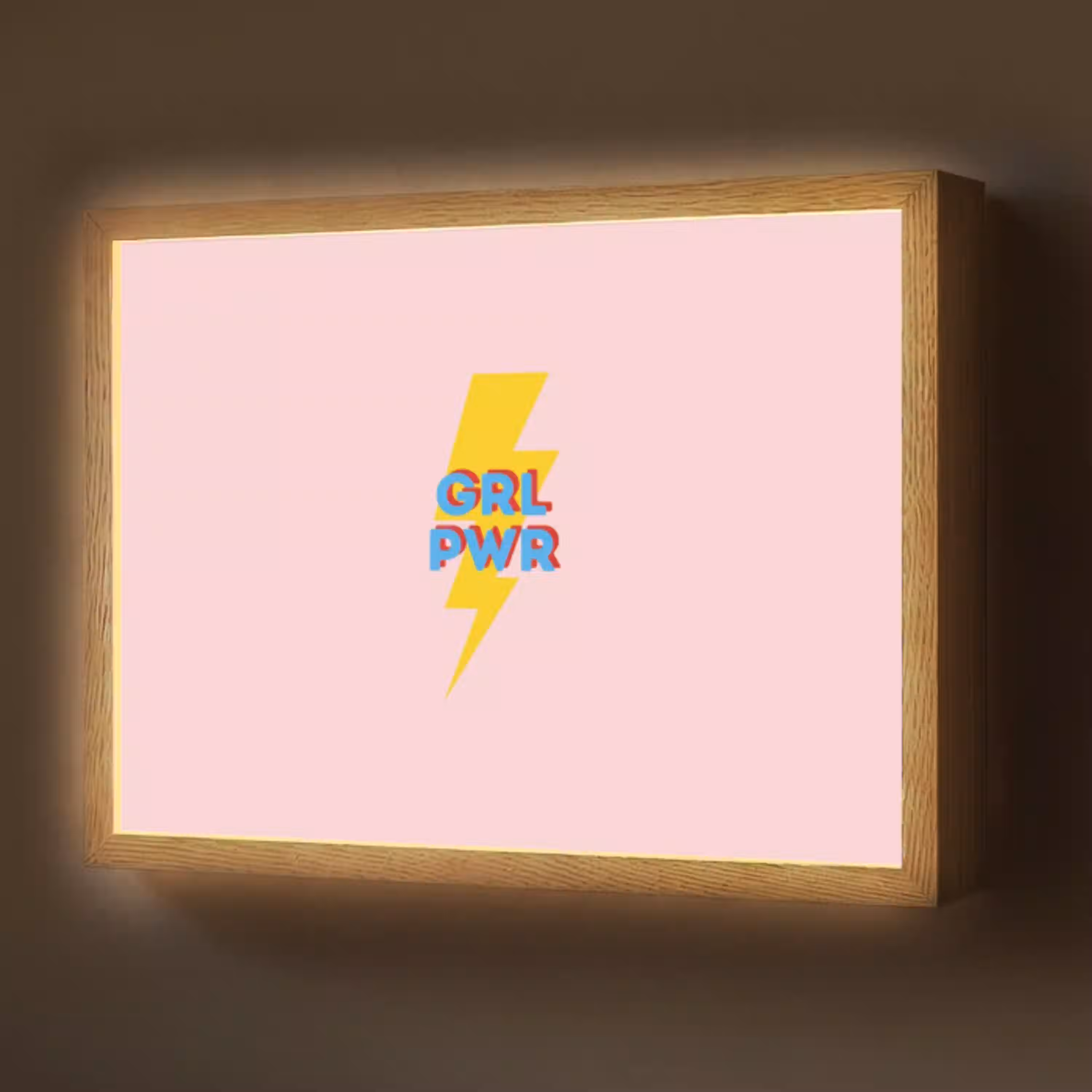 Grl pwr - Bliksem - Roze Light Box met batterij (Wandlamp) middel -z3d_website