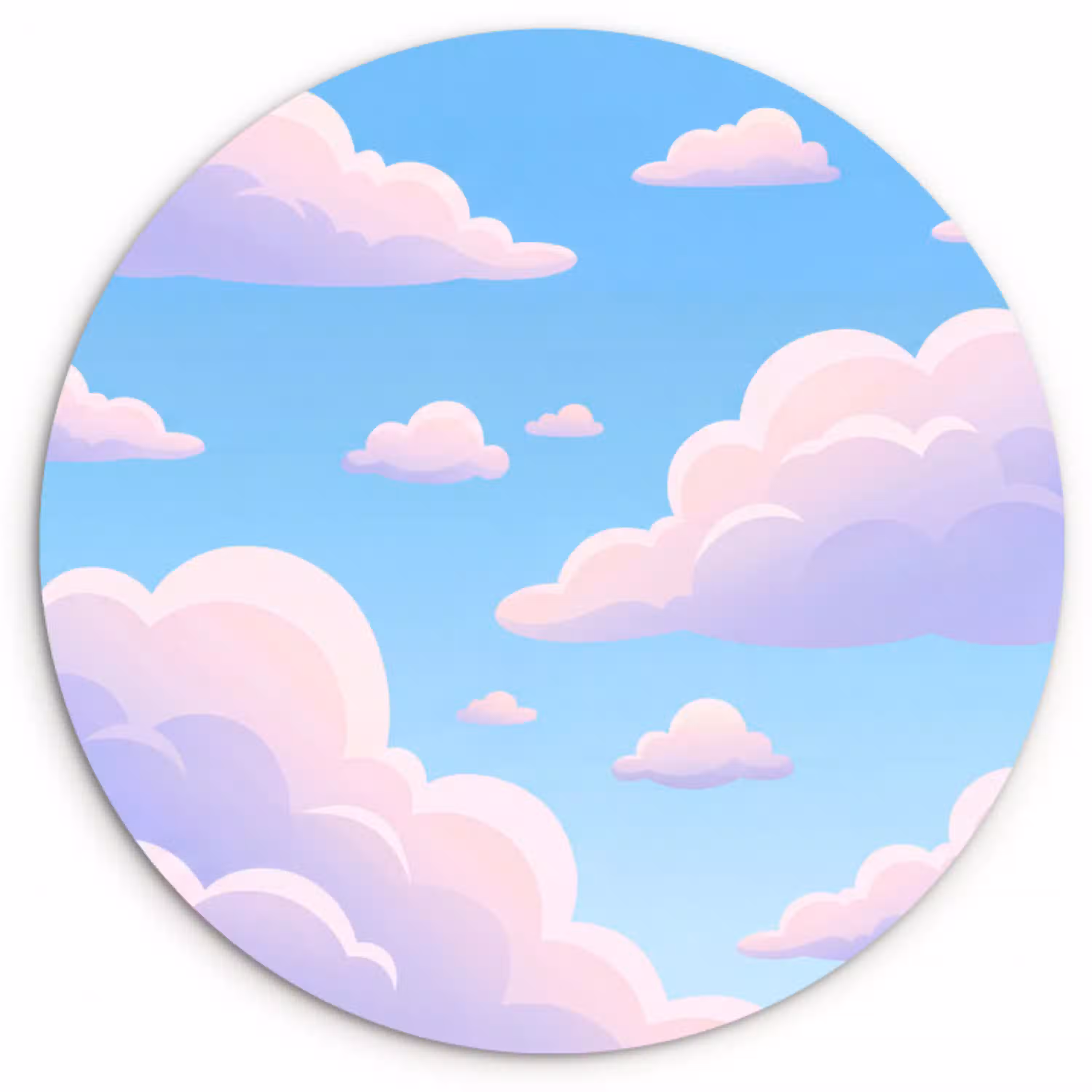 Wolken - Roze - Blauw - Natuur - Modern Wandcirkel kunststof plaat 5mm dik klein -3d