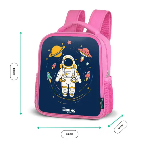 Astronaut - Planeet - Sterren - Raket Kinderrugzak - Roze middel -productfoto_formaten