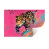 Luipaard - Roze - Oranje - Blauw - Verf Muursticker klein -3d