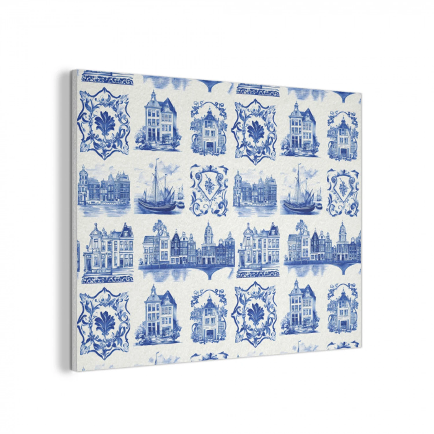 Huizen - Schepen - Blauw PET vilt klein 837 -3d