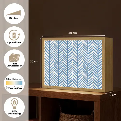 Patroon - Streep - Blauw Light Box met batterij (Wandlamp) middel 907 -USP_websiteoverzichtNL